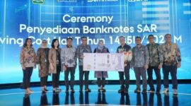 BRI kembali terpilih sebagai pemenang proses bidding penyediaan uang kertas asing (banknotes) Saudi Arabian Riyal (SAR) untuk living cost jamaah haji Indonesia tahun 2024. (Dok. BRI)