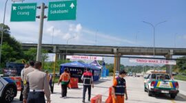 Membantu mengurangi kepadatan lalu lintas selama masa Mudik Lebaran 2024. Tol Bocimi Ruas Cigombong - Cibadak Km 64+600 mulai difungsikan. (Dok. PUPR)
