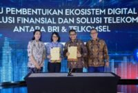 Penandatanganan Nota Kesepahaman antara BRI dengan Telkomsel di Transformation Center Gedung BRI 1, Jakarta (14/05/2024). (Dok. BRI)