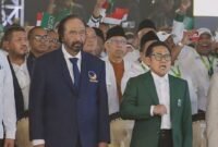 Ketua Umum Partai NasDem Surya Paloh bersama Ketua Umum PKB Muhaimin Iskandar. (Facebook.com @A Muhaimin Iskandar)