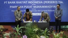 Penandatanganan Nota Kesepahaman antara BRI dengan PP Muhammadiyah pada 17 Juli 2024, di Yogyakarta. (Dok. BRI)