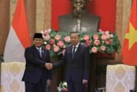 Menteri Pertahanan RI Prabowo Subianto bertemu dengan Presiden Vietnam H.E. Tô Lâm. (Dok. Tim Media Prabowo)