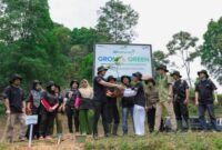 Kelompok Tani Hutan (KTH) bersama program BRI Menanam-Grow & Green memulihkan kerusakan hutan di kawasan Desa Malasari diakibatkan adanya aktivitas tambang warga. (Dok. BRI)