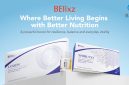 BElixz product line featuring SHIRUTO, LIVCORE, and I-VXION against a light blue background with the tagline "Where Better Living Begins with Better Nutrition"